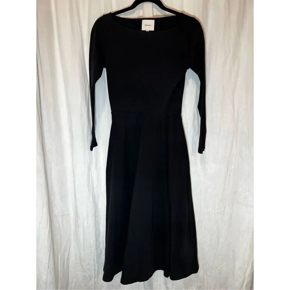 Reformation Women's Black Long Sleeve Fit & Flare Midi Dress Size Large NWOT - Picture 5 of 9